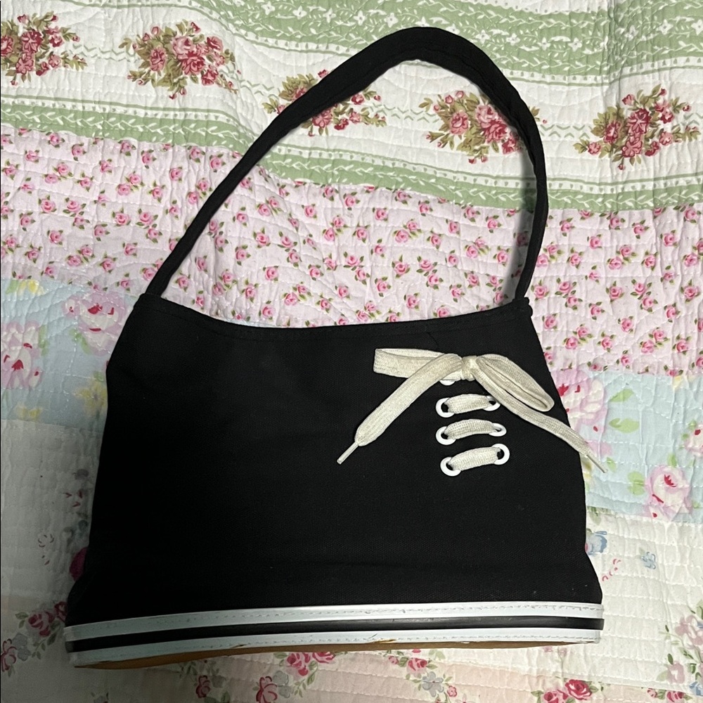 Vintage sneaker shoulder bag with lace-up detail